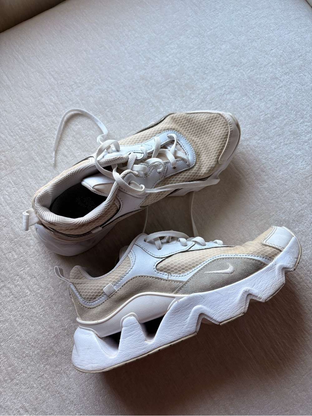Nike Women’s White & Cream Chunky Wave-Soled Sneakers